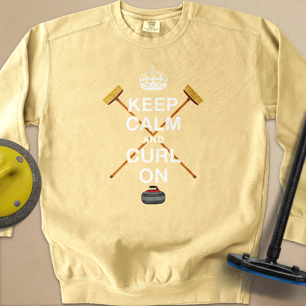 Keep Calm and Curl On Unisex Garment-Dyed Sweatshirt