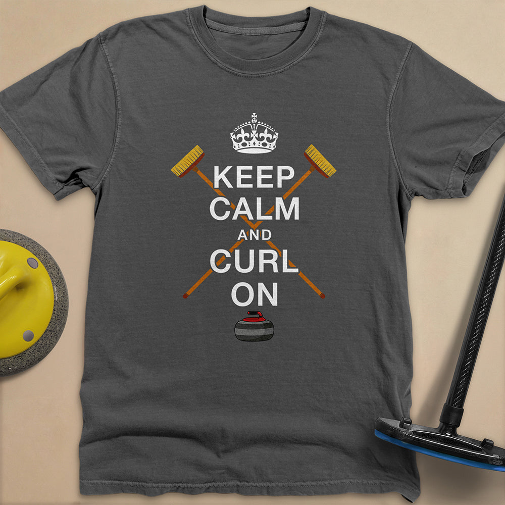 Keep Calm and Curl On Unisex Garment-Dyed Heavyweight T-Shirt