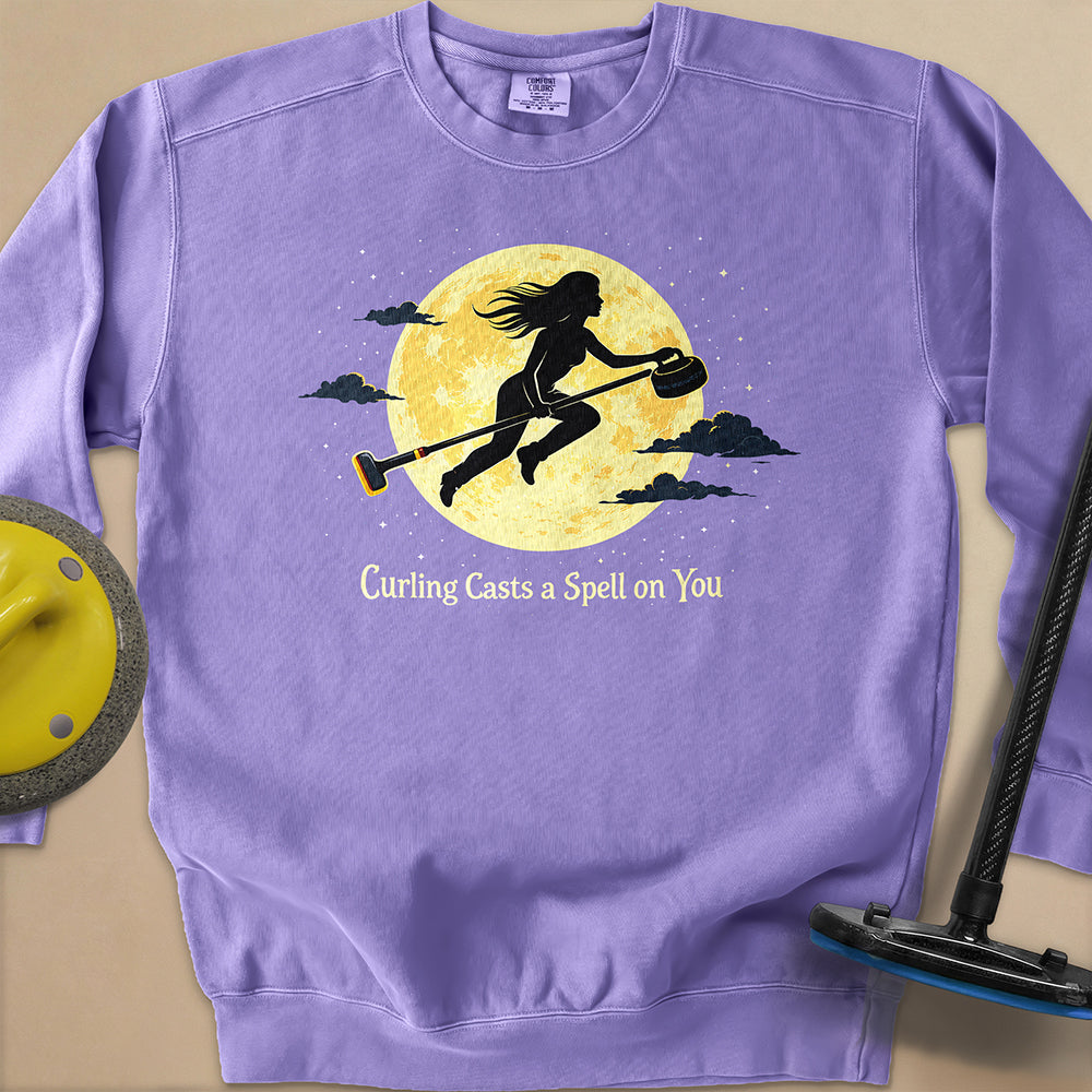 Curling Casts a Spell Unisex Garment-Dyed Sweatshirt