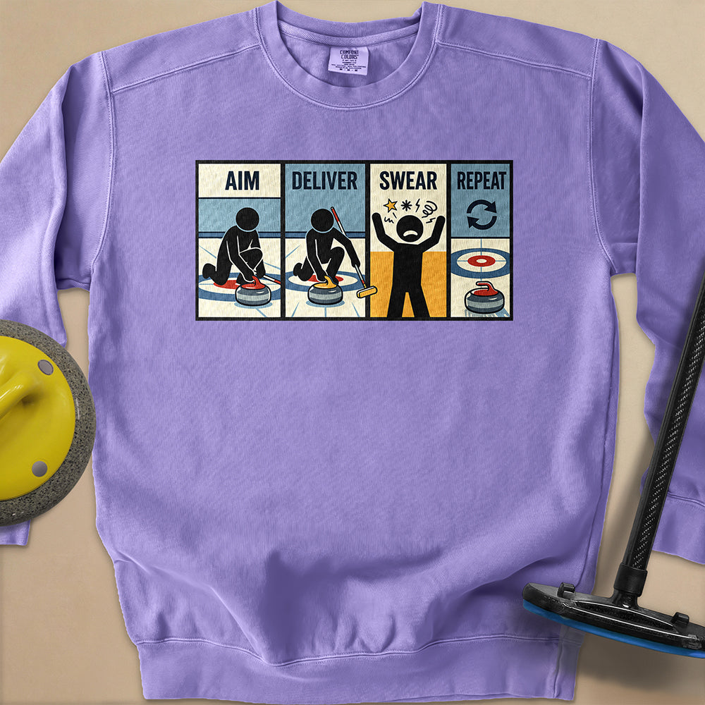 Aim Deliver Swear Repeat Unisex Garment-Dyed Sweatshirt