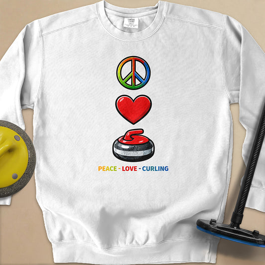 Peace Love Curling Unisex Garment-Dyed Sweatshirt
