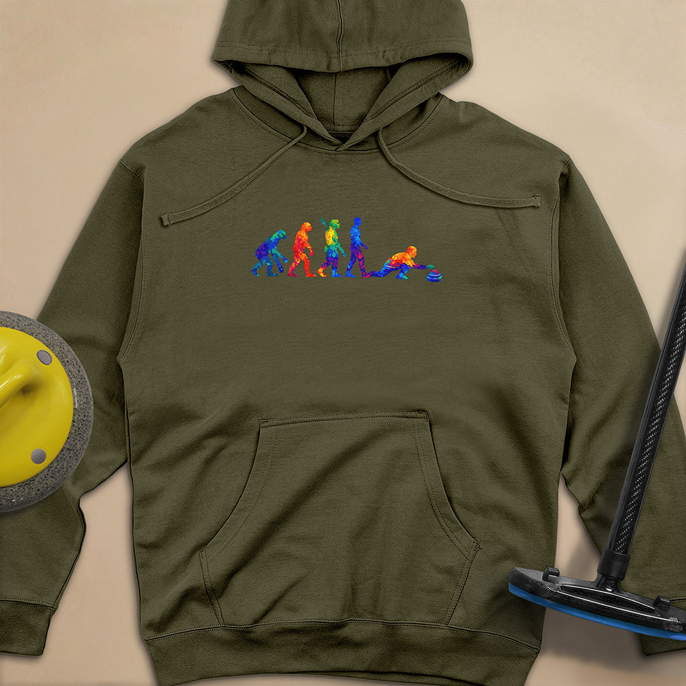 Evolution of Curling Unisex Midweight Hoodie