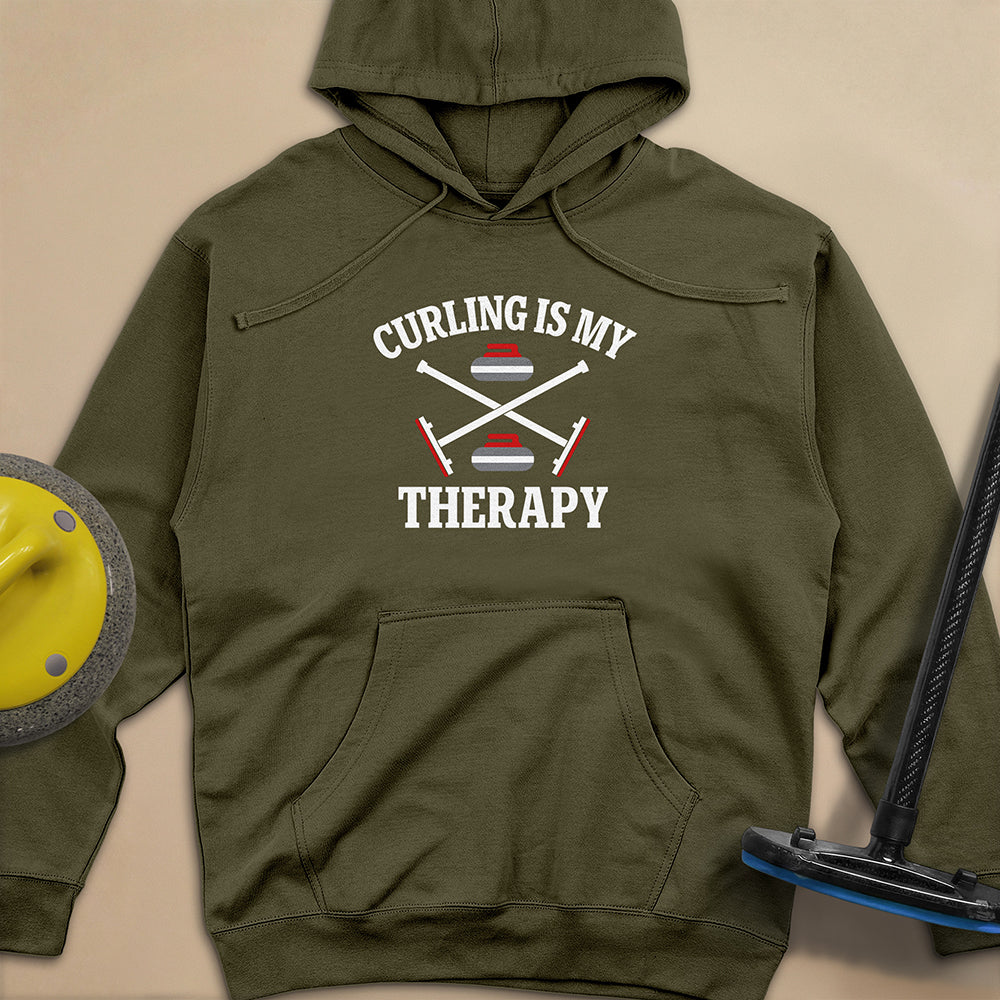 Curling Is My Therapy Unisex Midweight Hoodie