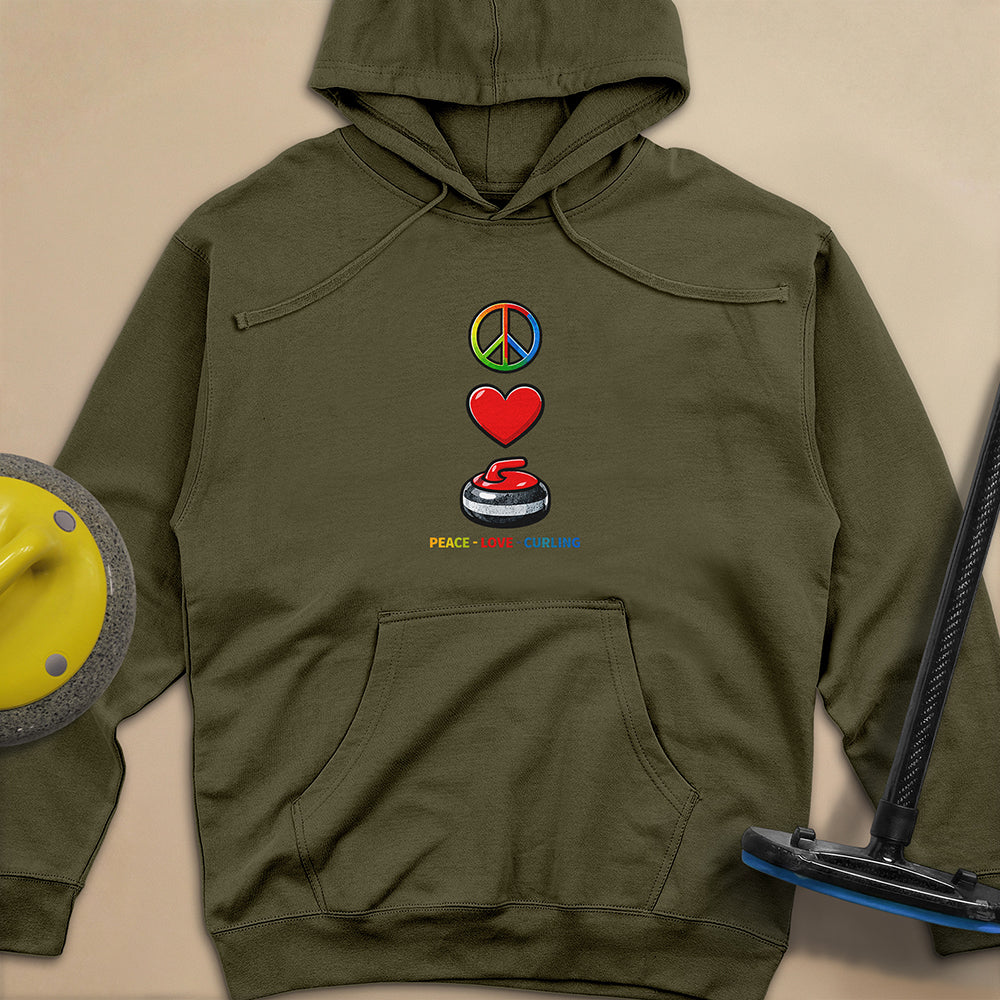 Peace Love Curling Unisex Midweight Hoodie
