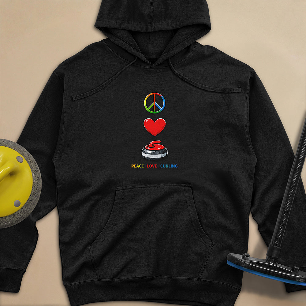 Peace Love Curling Unisex Midweight Hoodie