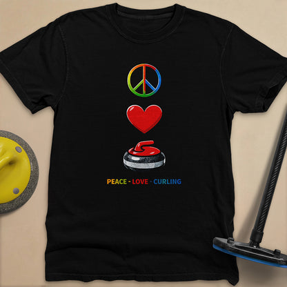 Peace Love Curling Unisex Garment-Dyed Heavyweight T-Shirt