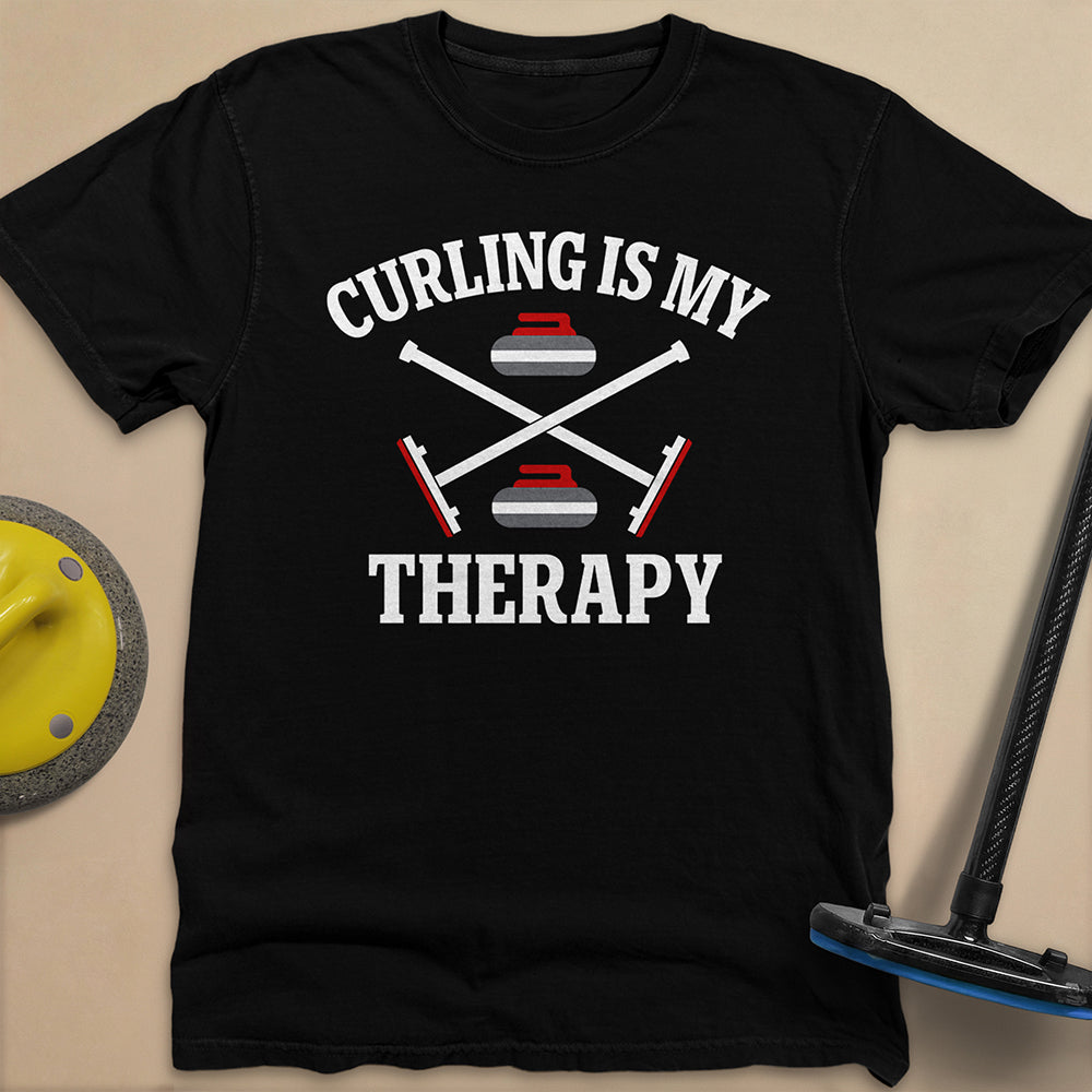Curling Is My Therapy Unisex Garment-Dyed Heavyweight T-Shirt