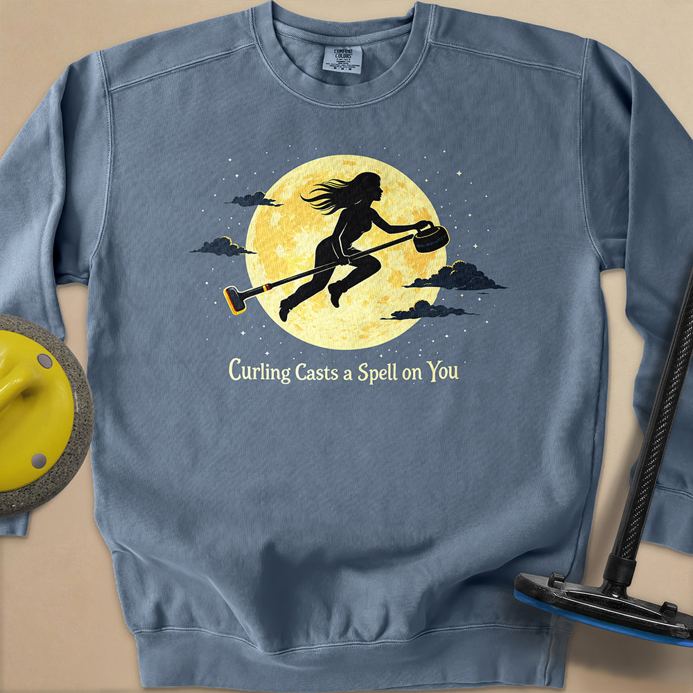 Curling Casts a Spell Unisex Garment-Dyed Sweatshirt