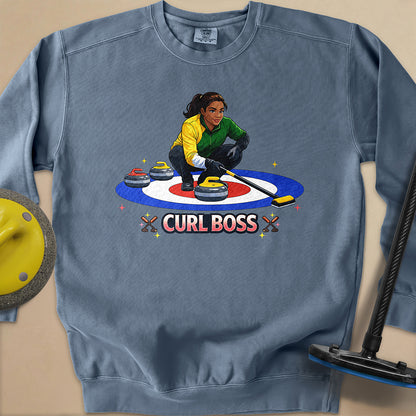 Curl Boss (A) Unisex Garment-Dyed Sweatshirt