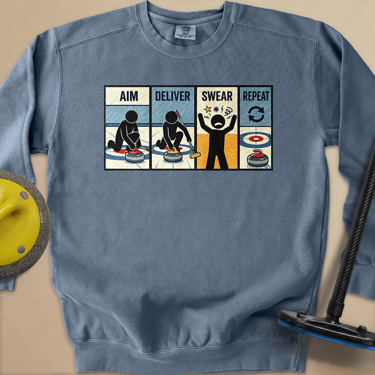 Aim Deliver Swear Repeat Unisex Garment-Dyed Sweatshirt