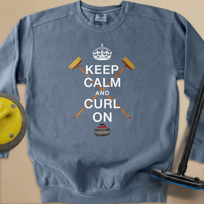 Keep Calm and Curl On Unisex Garment-Dyed Sweatshirt