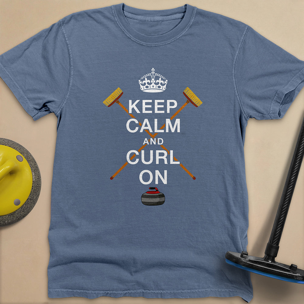 Keep Calm and Curl On Unisex Garment-Dyed Heavyweight T-Shirt