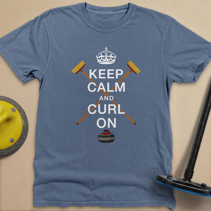 Keep Calm and Curl On Unisex Garment-Dyed Heavyweight T-Shirt