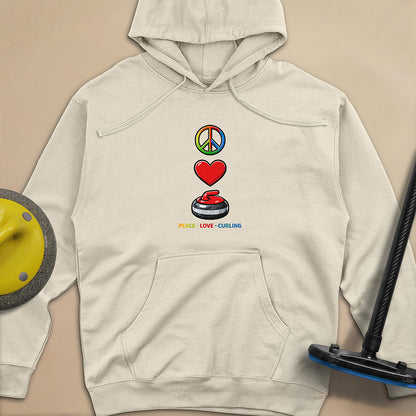 Peace Love Curling Unisex Midweight Hoodie