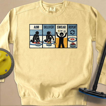 Aim Deliver Swear Repeat Unisex Garment-Dyed Sweatshirt