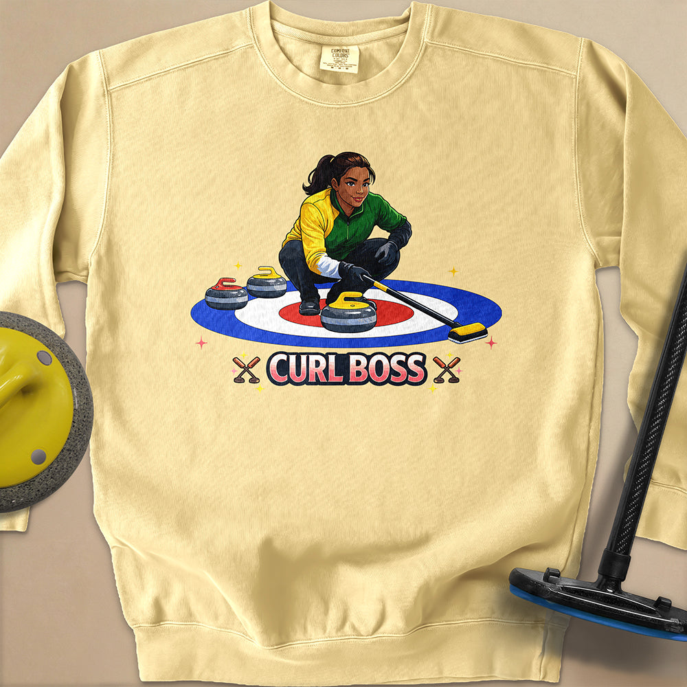 Curl Boss (A) Unisex Garment-Dyed Sweatshirt