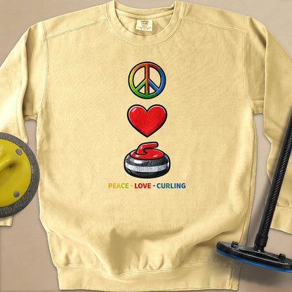 Peace Love Curling Unisex Garment-Dyed Sweatshirt