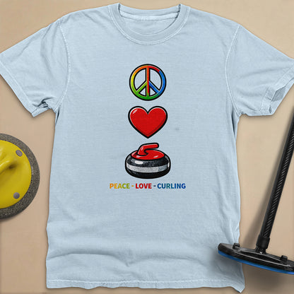Peace Love Curling Unisex Garment-Dyed Heavyweight T-Shirt