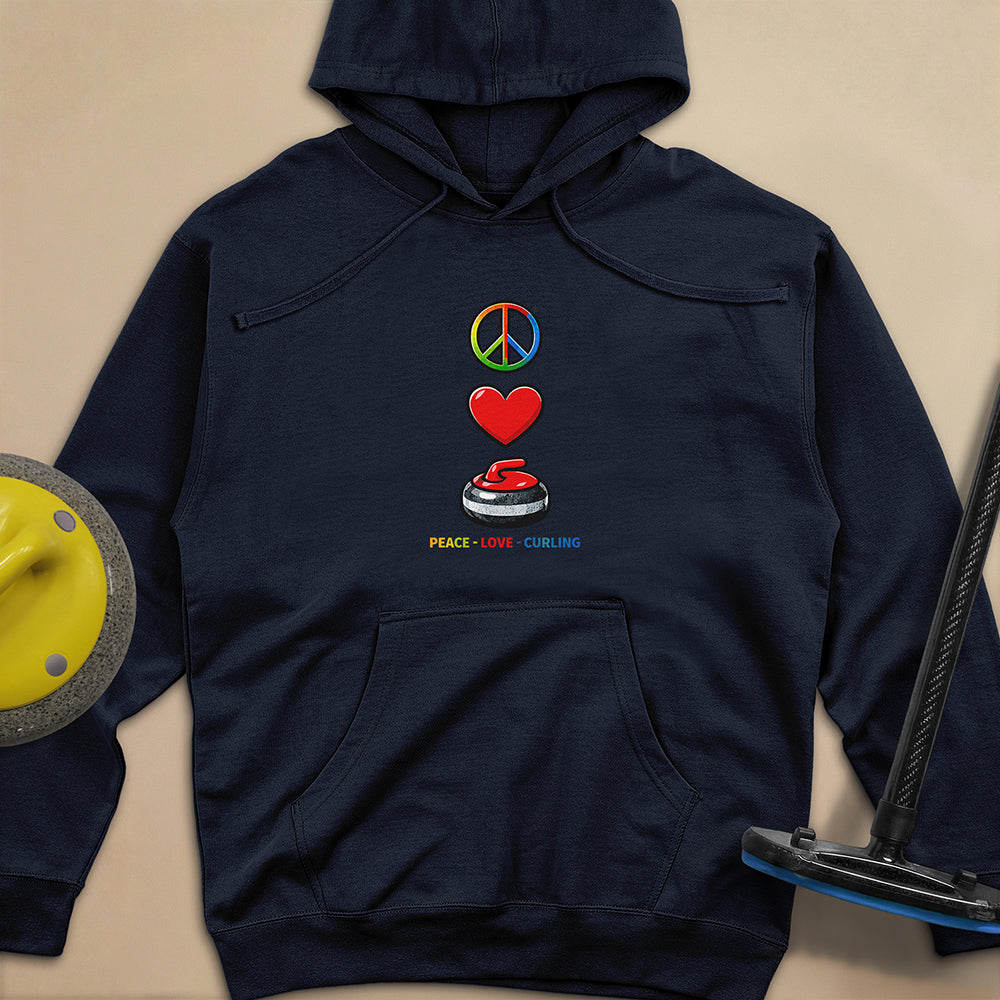 Peace Love Curling Unisex Midweight Hoodie