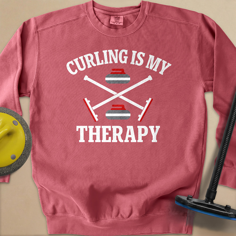 Curling Is My Therapy Unisex Garment-Dyed Sweatshirt