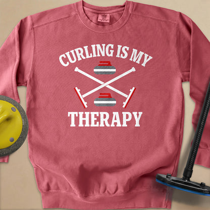 Curling Is My Therapy Unisex Garment-Dyed Sweatshirt