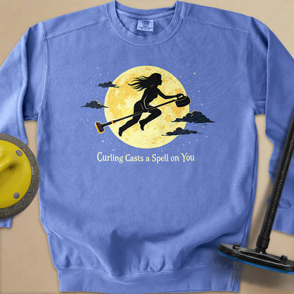 Curling Casts a Spell Unisex Garment-Dyed Sweatshirt