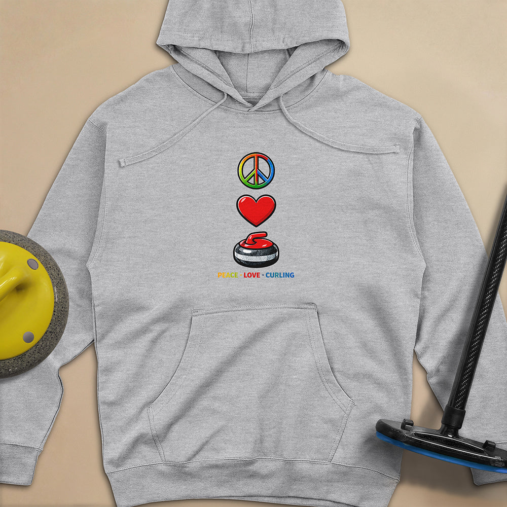 Peace Love Curling Unisex Midweight Hoodie