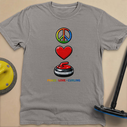 Peace Love Curling Unisex Garment-Dyed Heavyweight T-Shirt