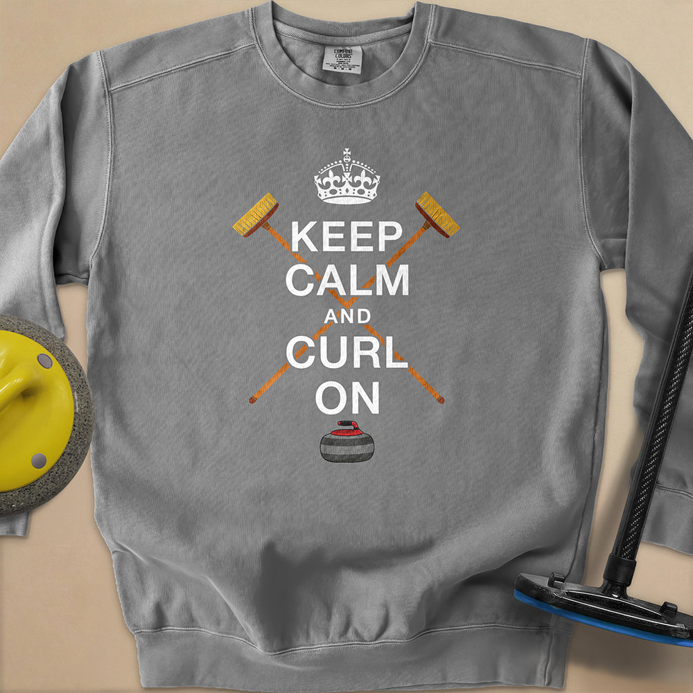 Keep Calm and Curl On Unisex Garment-Dyed Sweatshirt