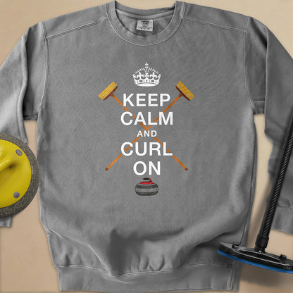 Keep Calm and Curl On Unisex Garment-Dyed Sweatshirt