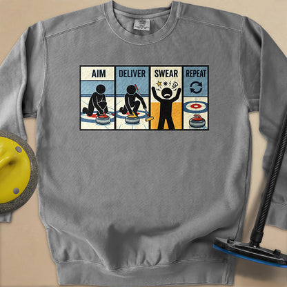 Aim Deliver Swear Repeat Unisex Garment-Dyed Sweatshirt