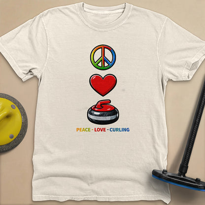 Peace Love Curling Unisex Garment-Dyed Heavyweight T-Shirt
