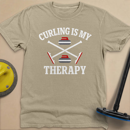 Curling Is My Therapy Unisex Garment-Dyed Heavyweight T-Shirt