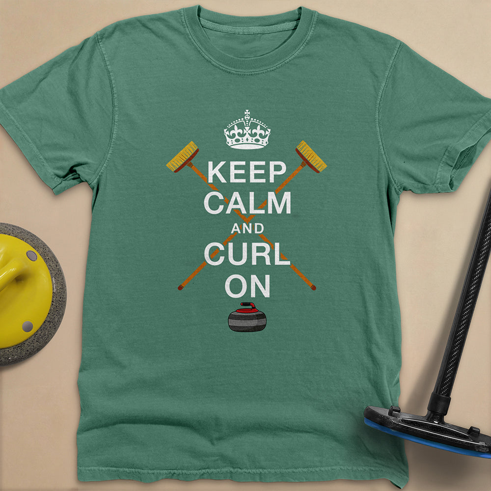 Keep Calm and Curl On Unisex Garment-Dyed Heavyweight T-Shirt