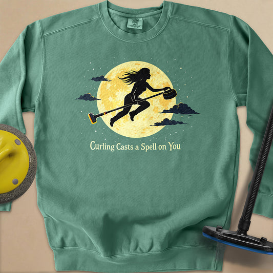 Curling Casts a Spell Unisex Garment-Dyed Sweatshirt