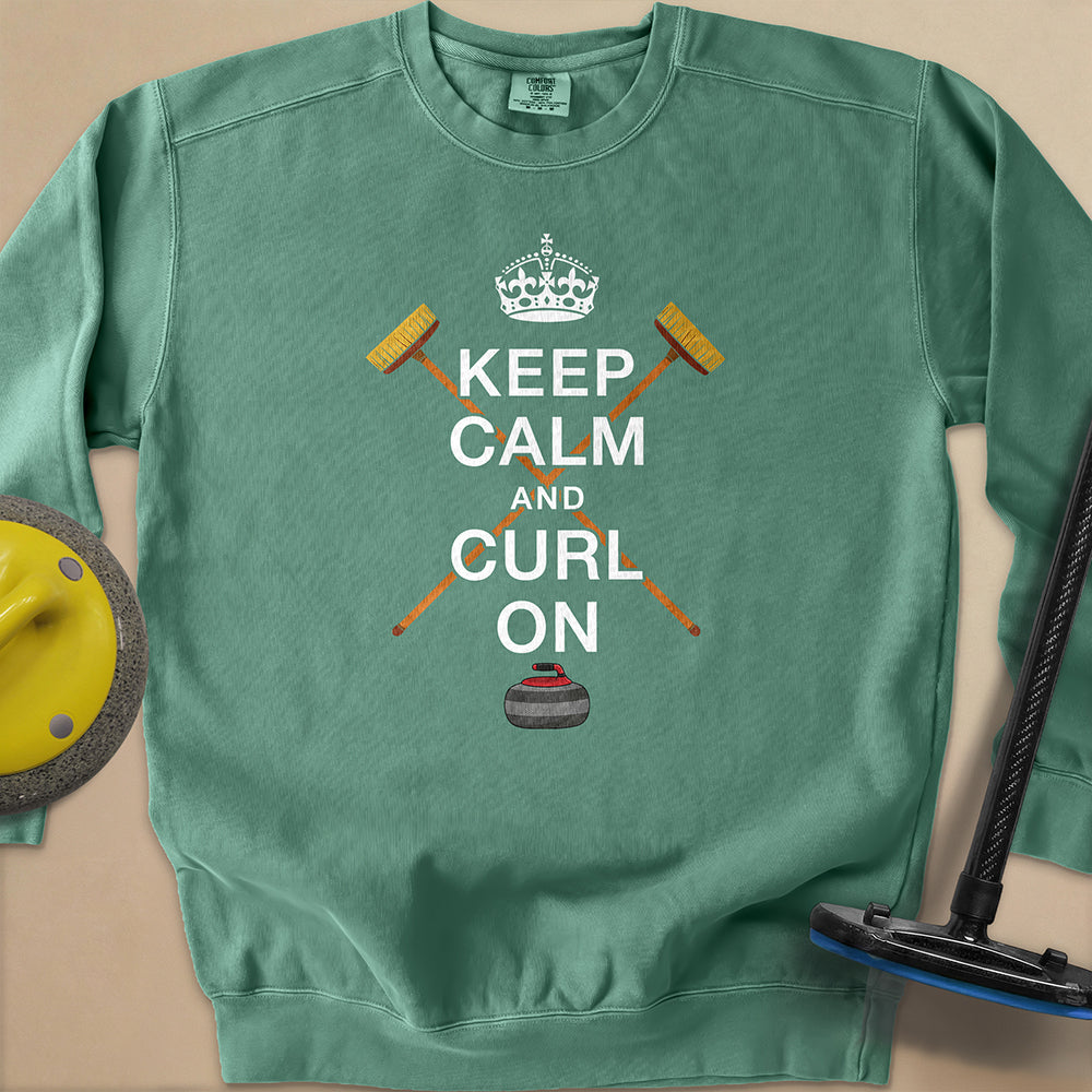 Keep Calm and Curl On Unisex Garment-Dyed Sweatshirt