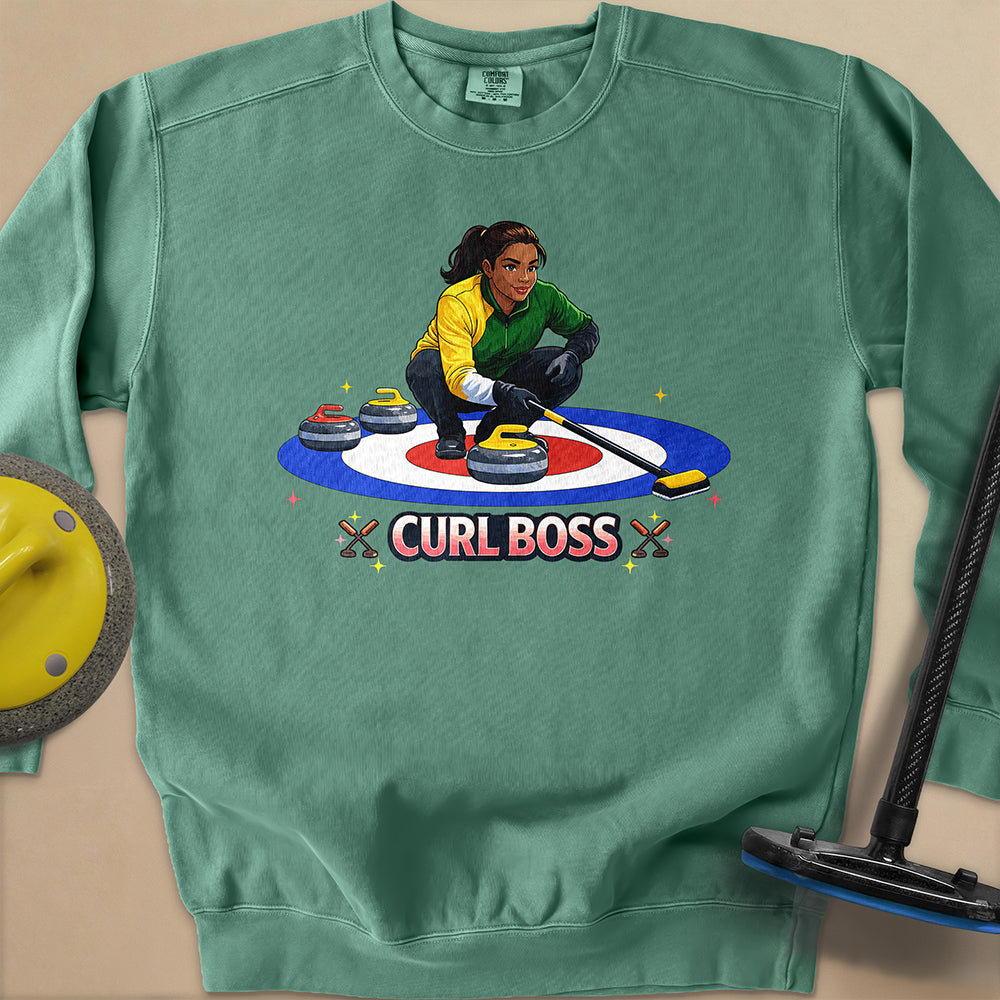 Curl Boss (A) Unisex Garment-Dyed Sweatshirt