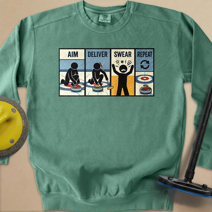 Aim Deliver Swear Repeat Unisex Garment-Dyed Sweatshirt