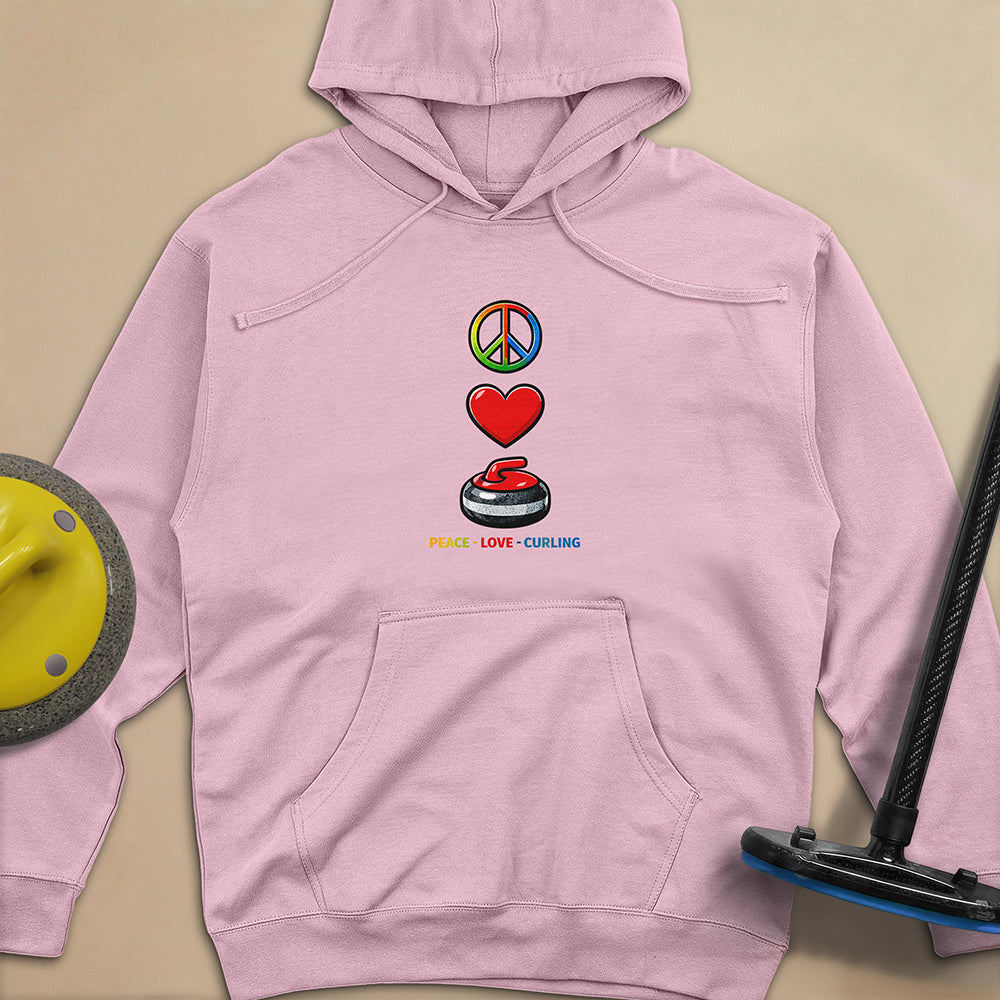 Peace Love Curling Unisex Midweight Hoodie
