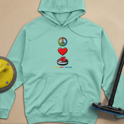 Peace Love Curling Unisex Midweight Hoodie