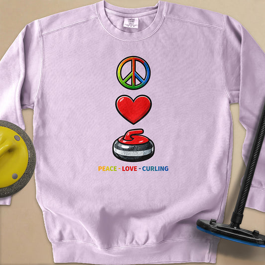 Peace Love Curling Unisex Garment-Dyed Sweatshirt