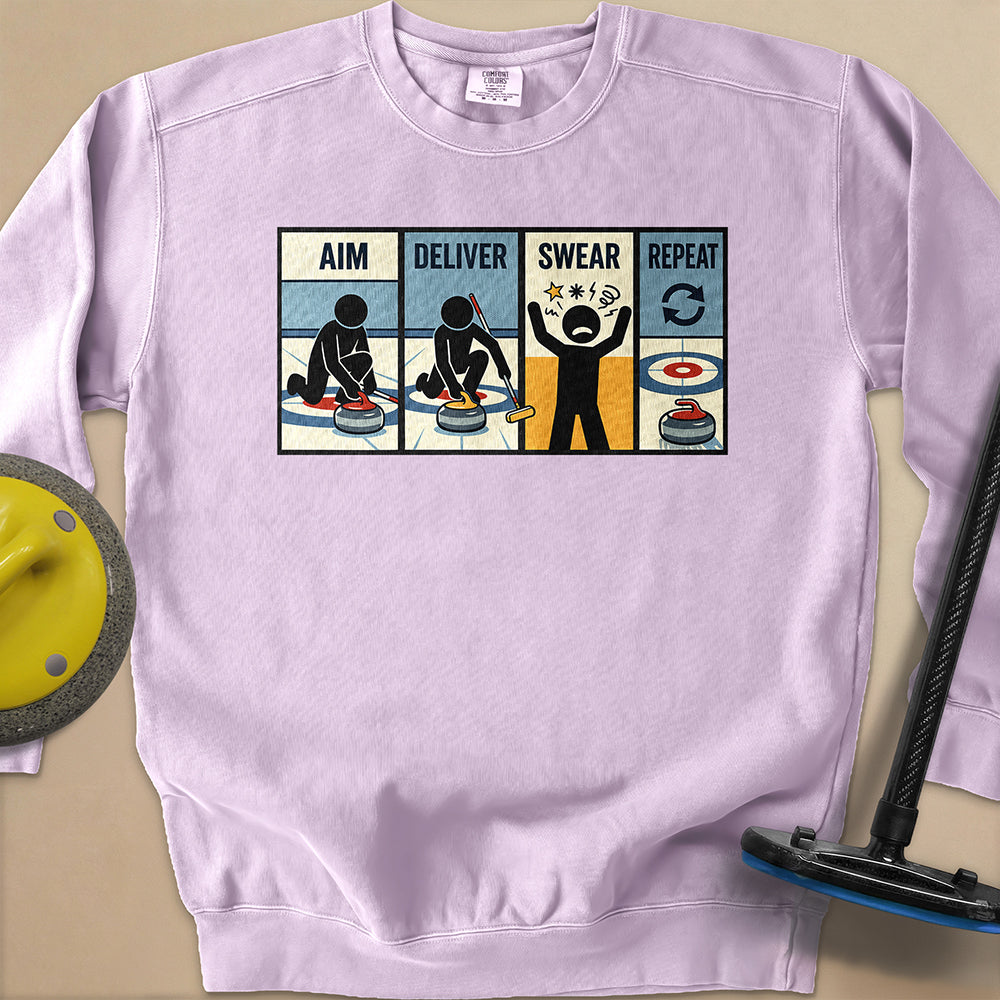 Aim Deliver Swear Repeat Unisex Garment-Dyed Sweatshirt