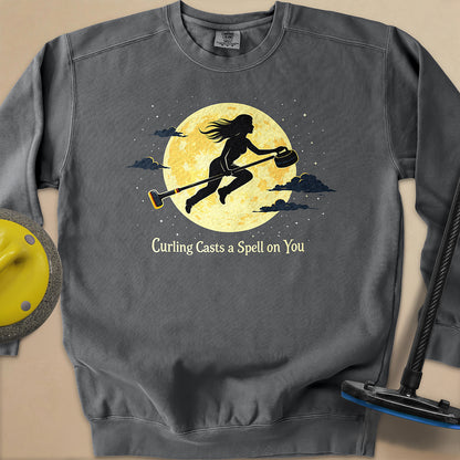 Curling Casts a Spell Unisex Garment-Dyed Sweatshirt