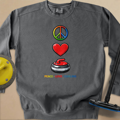 Peace Love Curling Unisex Garment-Dyed Sweatshirt