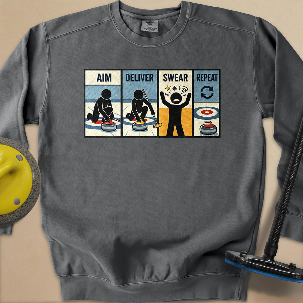 Aim Deliver Swear Repeat Unisex Garment-Dyed Sweatshirt