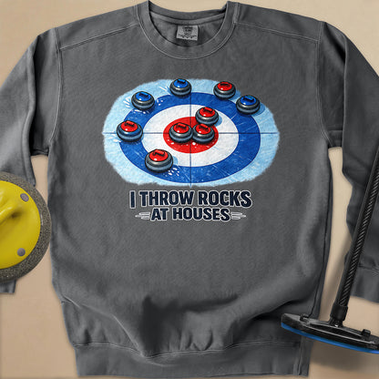 I Throw Rocks at Houses Unisex Garment-Dyed Sweatshirt
