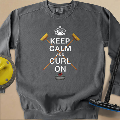 Keep Calm and Curl On Unisex Garment-Dyed Sweatshirt