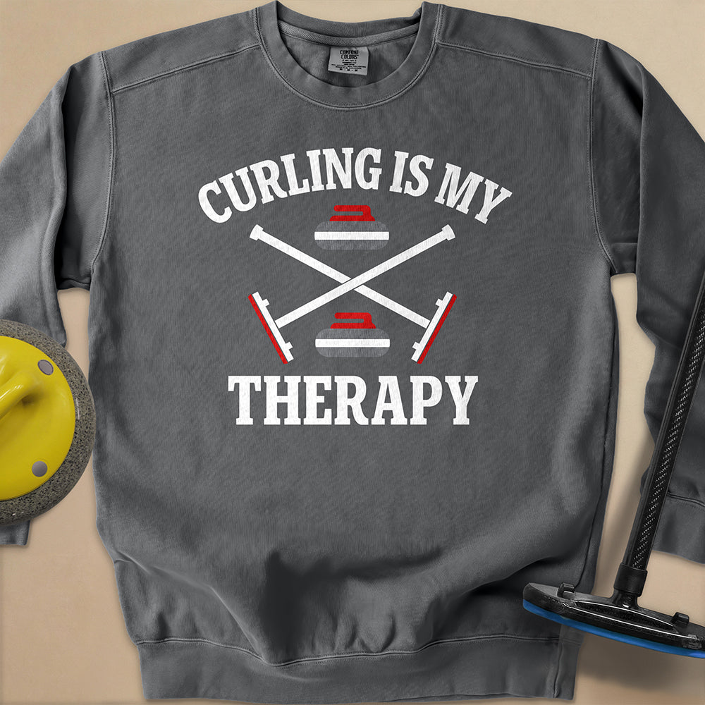 Curling Is My Therapy Unisex Garment-Dyed Sweatshirt