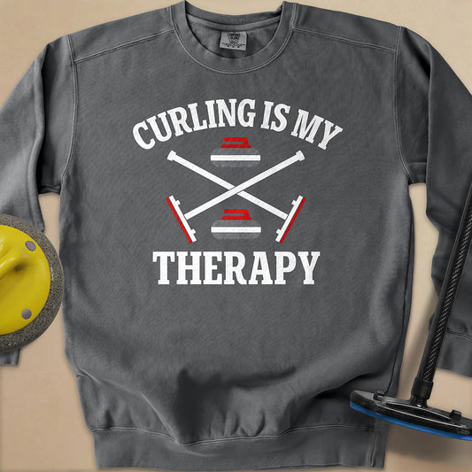 Curling Is My Therapy Unisex Garment-Dyed Sweatshirt