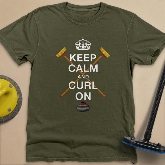 Keep Calm and Curl On Unisex Garment-Dyed Heavyweight T-Shirt
